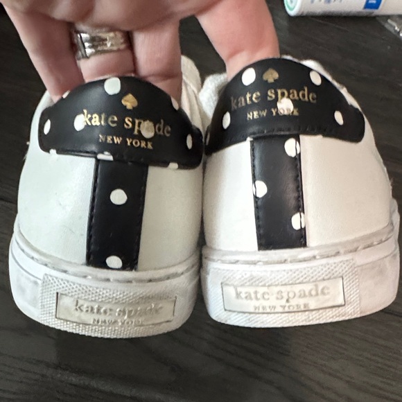 Kate Spade White Leather Upper with black polka dot spade - Picture 4 of 12